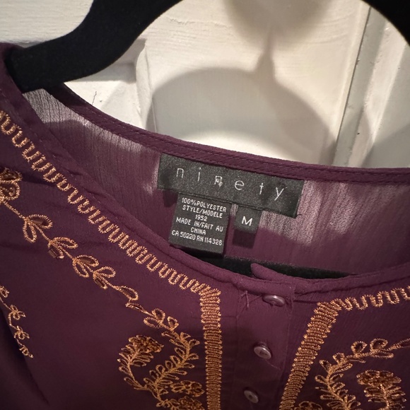 Burgundy floral embroidered long sleeve top - Picture 5 of 5